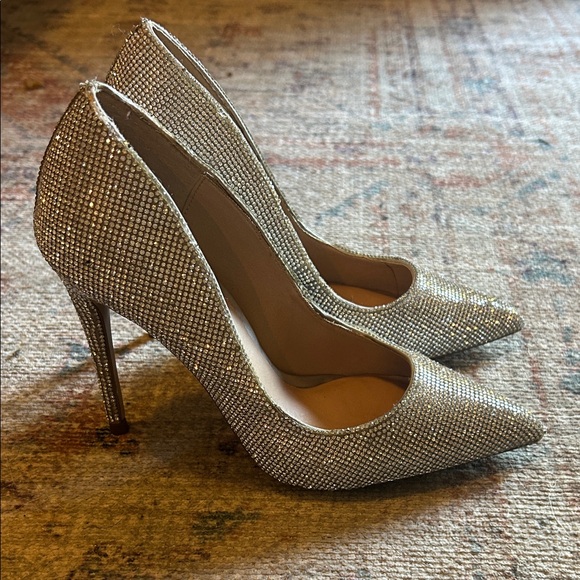 Steve Madden Silver Stiletto Sparkle Heels - Picture 1 of 11